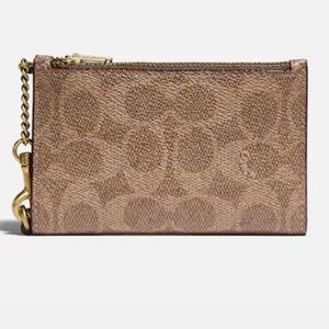 COACH Zip Chain Card Case In Signature Canvas